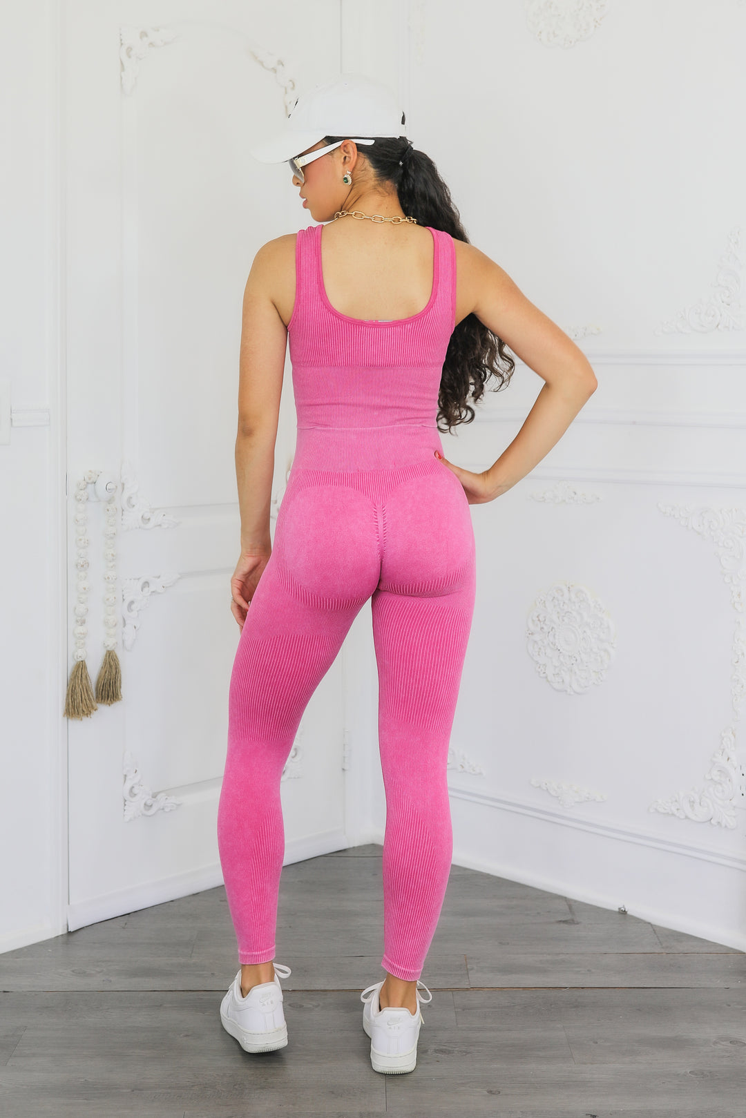 Wash Soft Ribbed Texture Scrunch Butt Pant Set