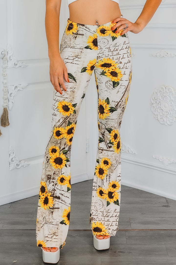 Sunflower Love Letter Buttery Soft Bell Bottom Pants