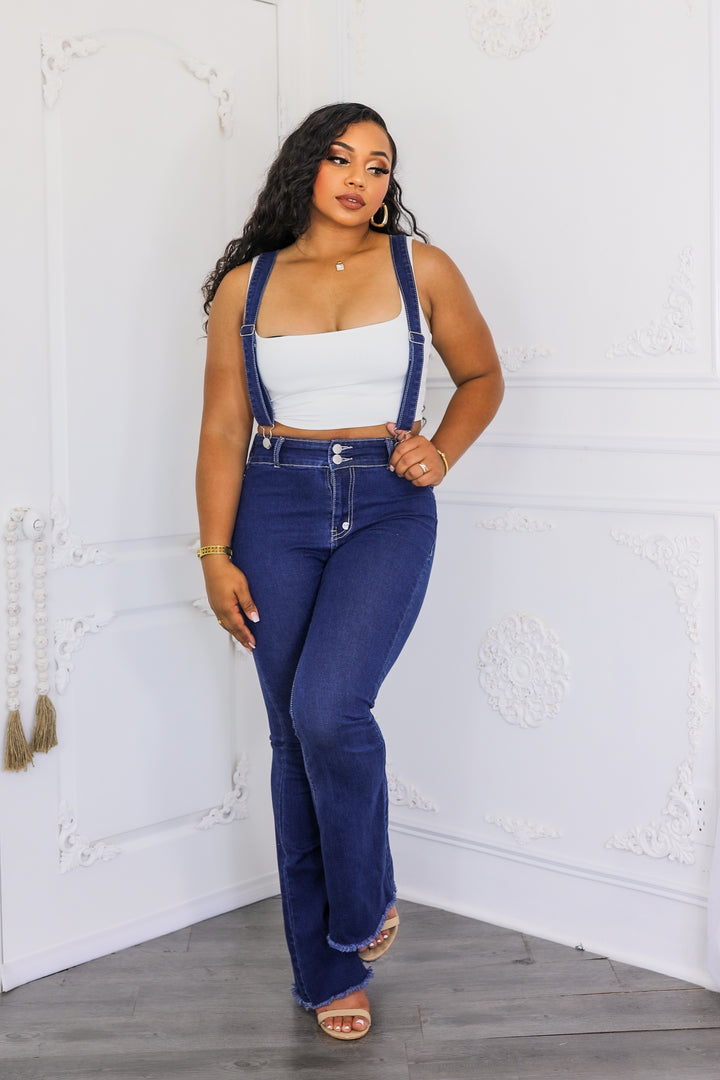 Suspender Denim Flare Jeans