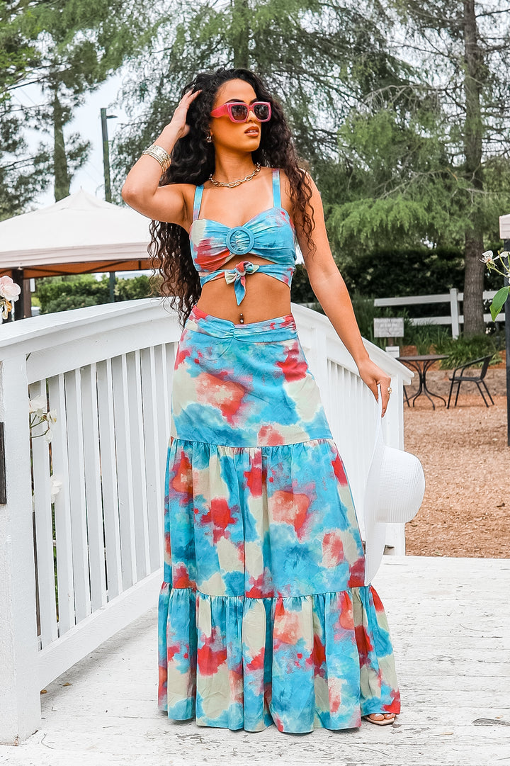 Miami Vibes Printed Maxi Skirt Set