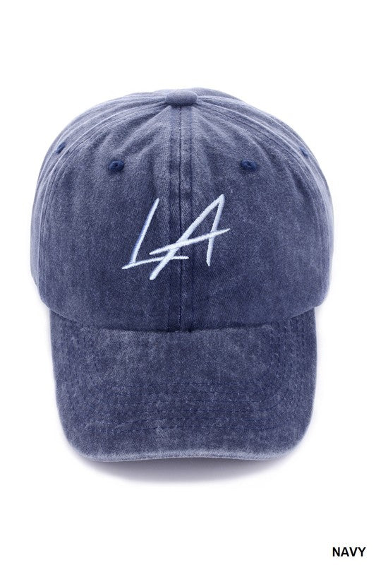 LA (Los Angeles) Embroidered Vintage Washed Cap Hats