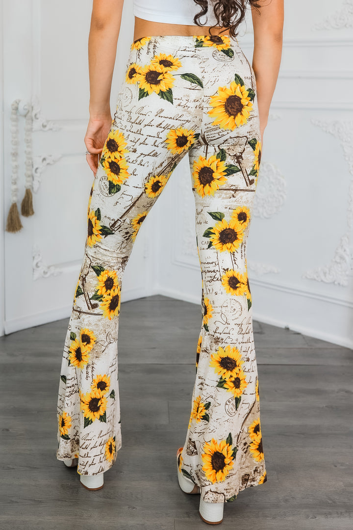 Sunflower Love Letter Buttery Soft Bell Bottom Pants