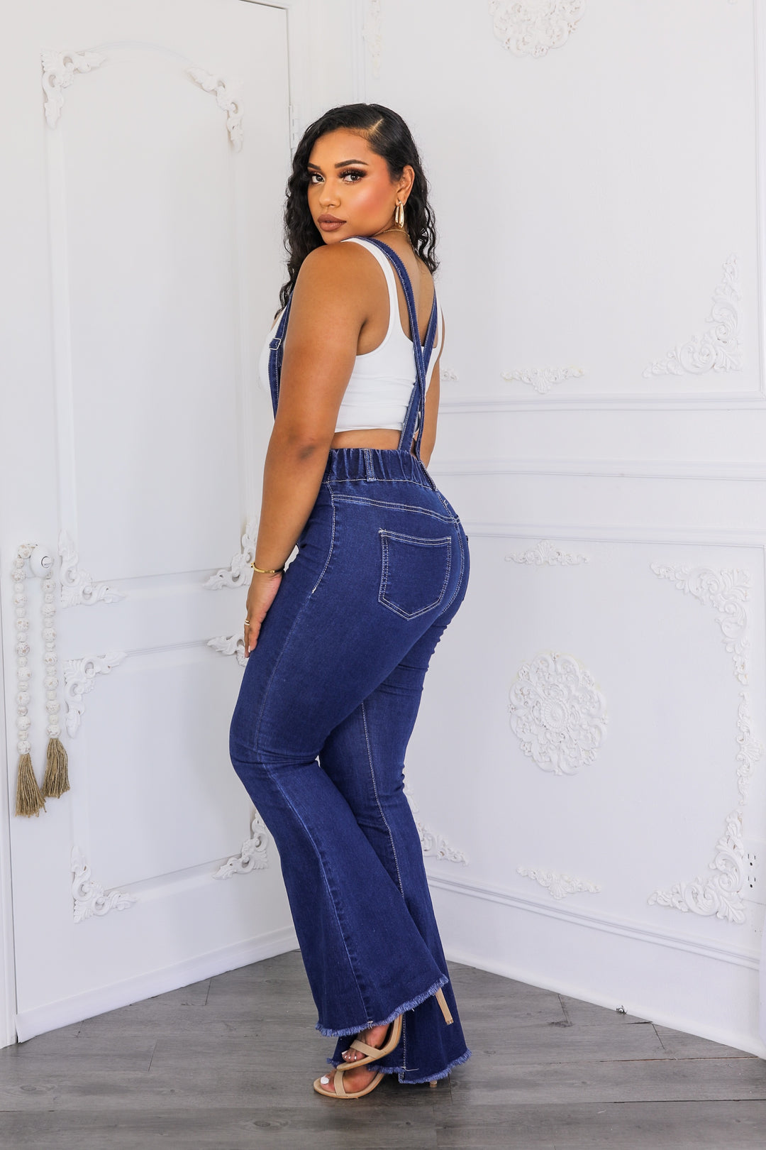 Suspender Denim Flare Jeans