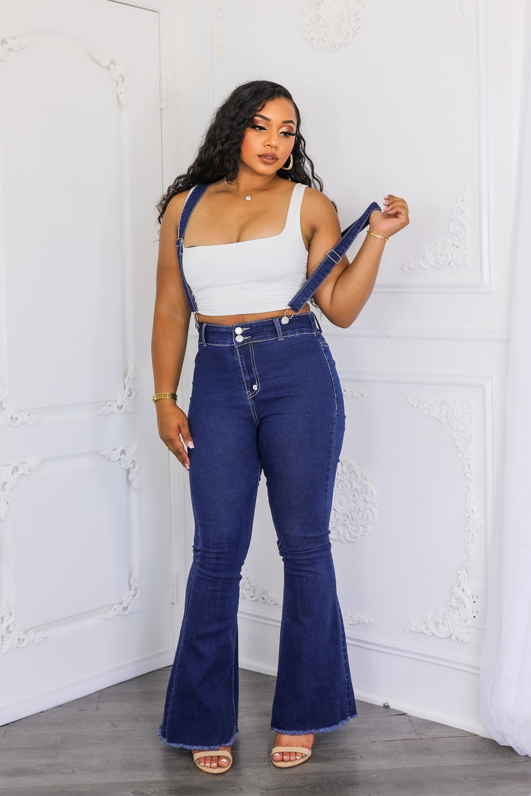 Suspender Denim Flare Jeans