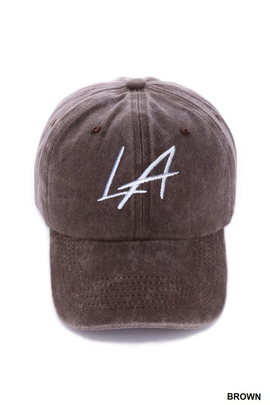 LA (Los Angeles) Embroidered Vintage Washed Cap Hats