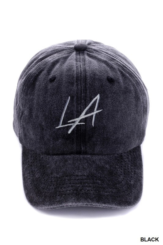 LA (Los Angeles) Embroidered Vintage Washed Cap Hats