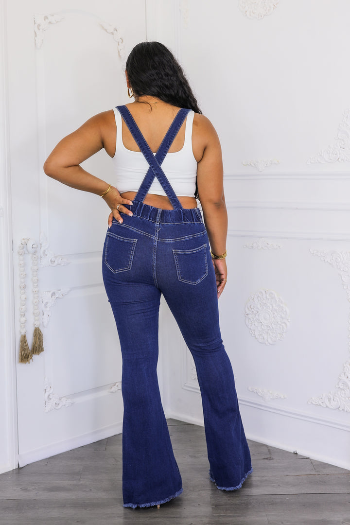 Suspender Denim Flare Jeans