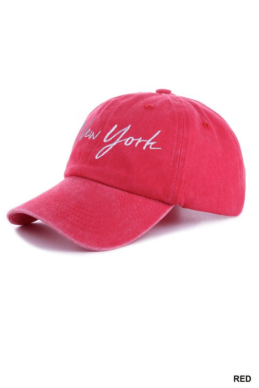 New York Embroidered Vintage Washed Cap Hats