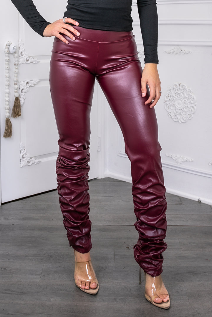 Faux Leather High Waisted Scrunch Leggings