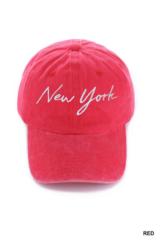 New York Embroidered Vintage Washed Cap Hats