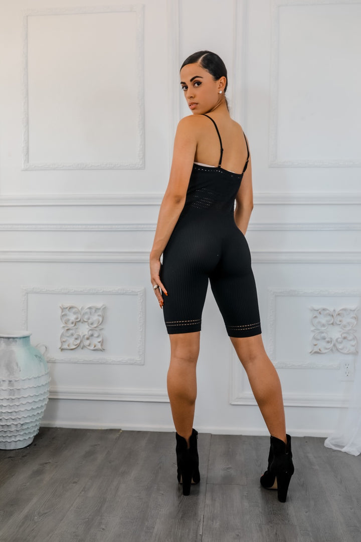 Around The World Round Neck Seamless Rib Romper