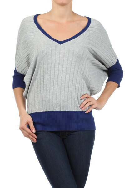 Dolman Two Tone Basic Tunic Top - SURELYMINE