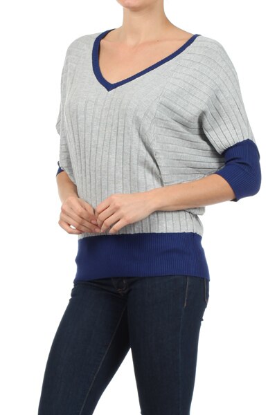 Dolman Two Tone Basic Tunic Top - SURELYMINE