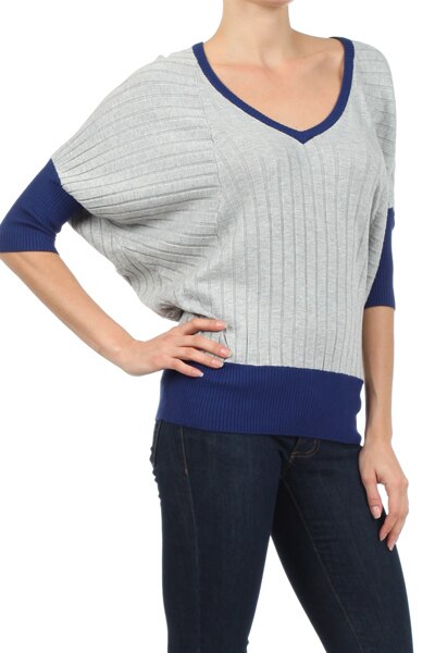 Dolman Two Tone Basic Tunic Top - SURELYMINE