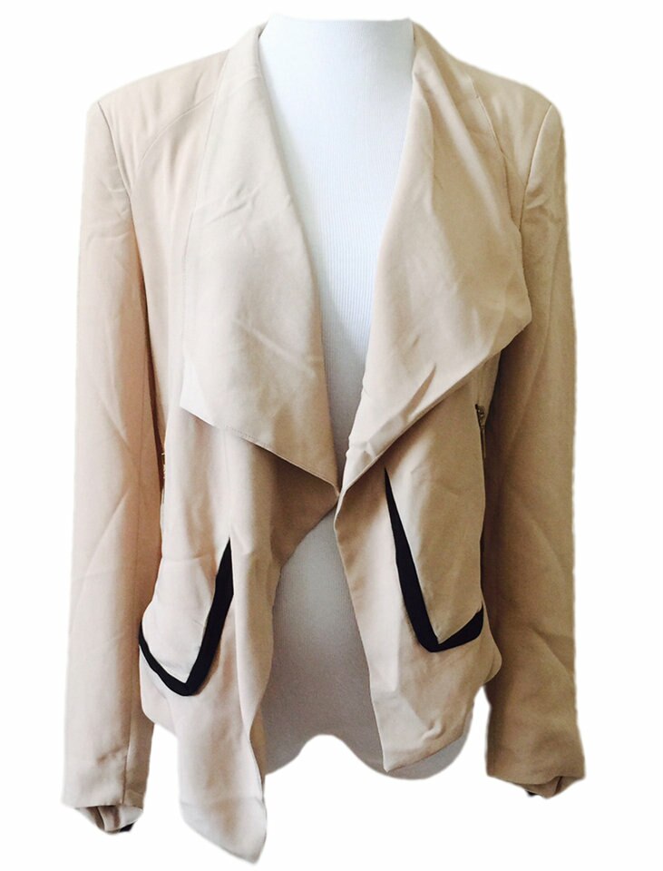 Asymmetrical Blazer With Side Zipper - SURELYMINE