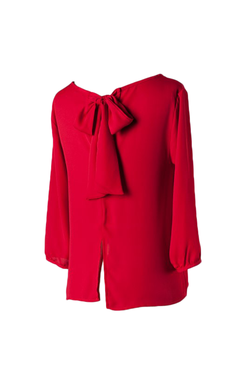 Gorgeous Red Back Bow Blouse - SURELYMINE