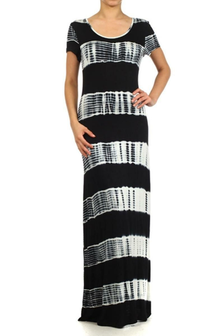 Tie Dye Tee Maxi Dress Black - SURELYMINE