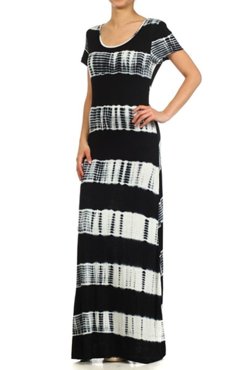 Tie Dye Tee Maxi Dress Black - SURELYMINE