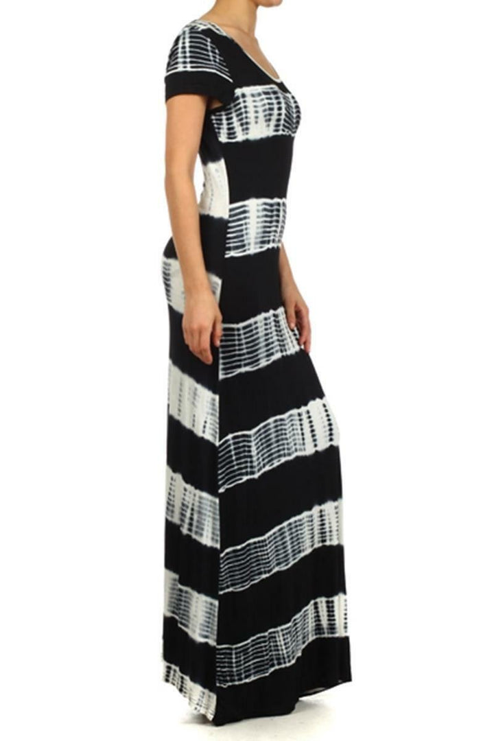 Tie Dye Tee Maxi Dress Black - SURELYMINE