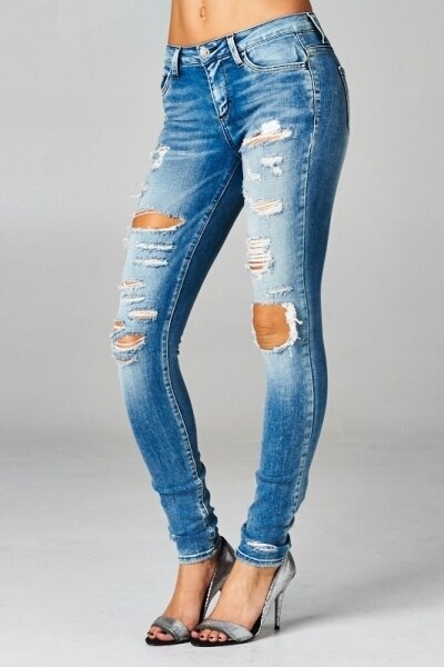 Ripped and Distressed It Up Skinny Jeans - SURELYMINE