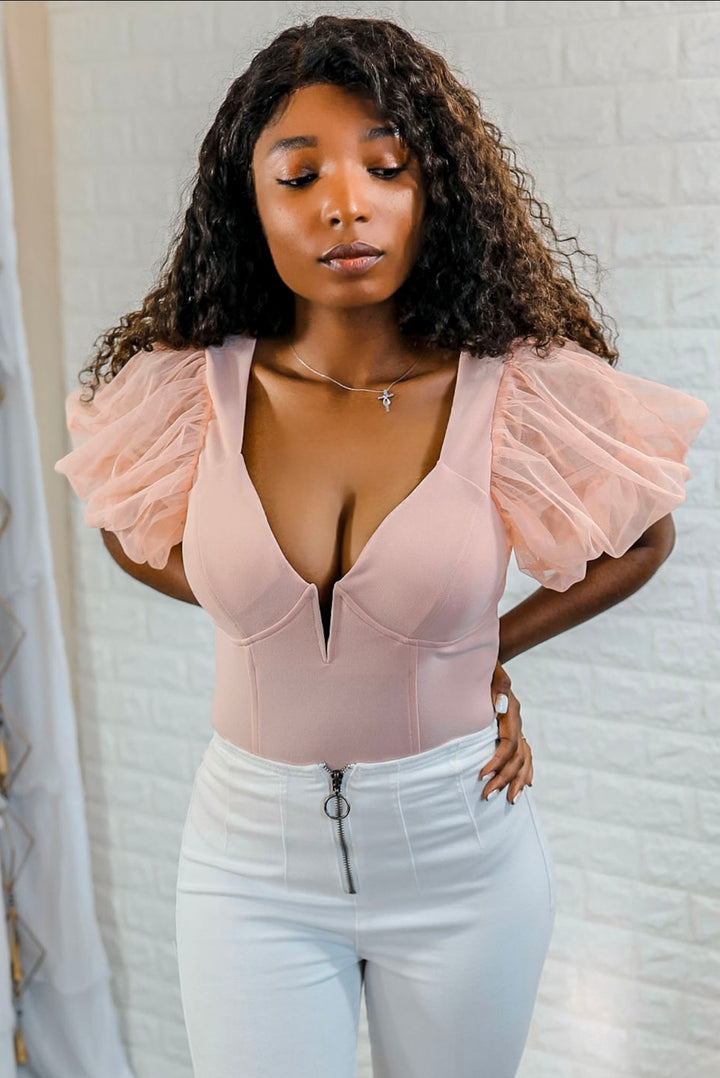 Mesh About it Puff Mesh Sleeves Bodysuit