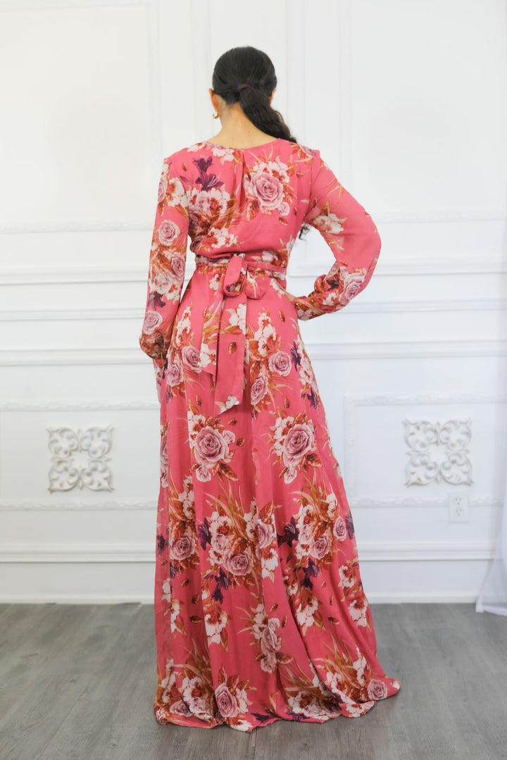 Malaysia Floral Maxi Dress Pink Mauve