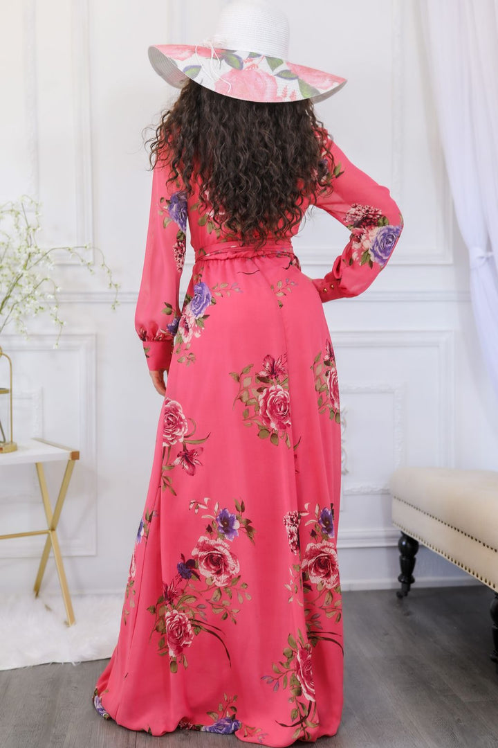 Malaysia Floral Maxi Dress Pink