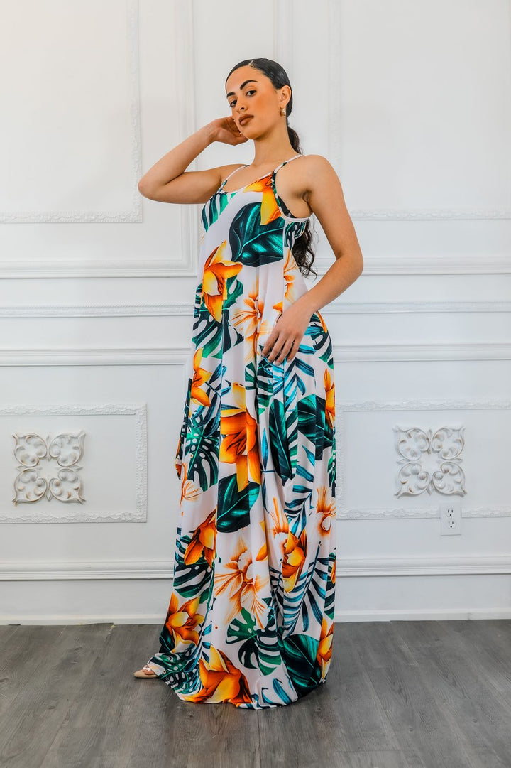 Paradise Island Flow Maxi Dress with Side Pockets