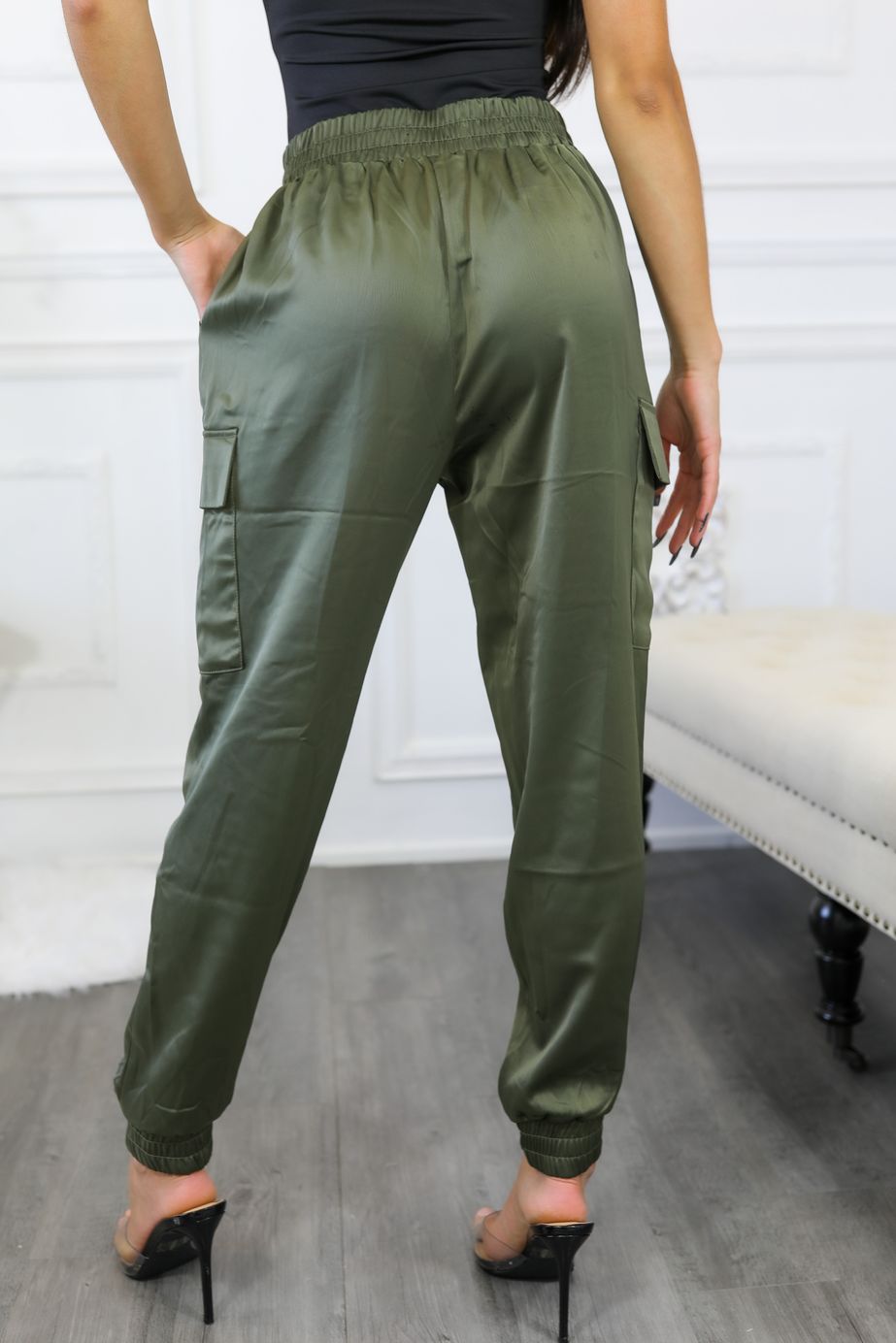 Dress Me Up Satin Cargo Jogger Pants