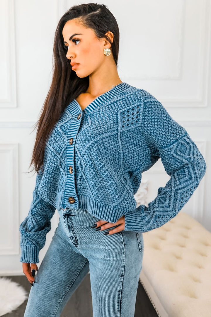 Never Burnt Out V Neck Button Down Sweater