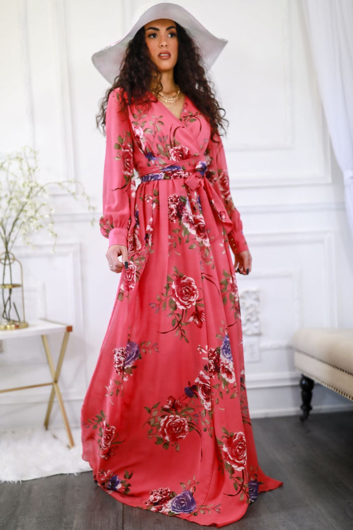 Malaysia Floral Maxi Dress Pink