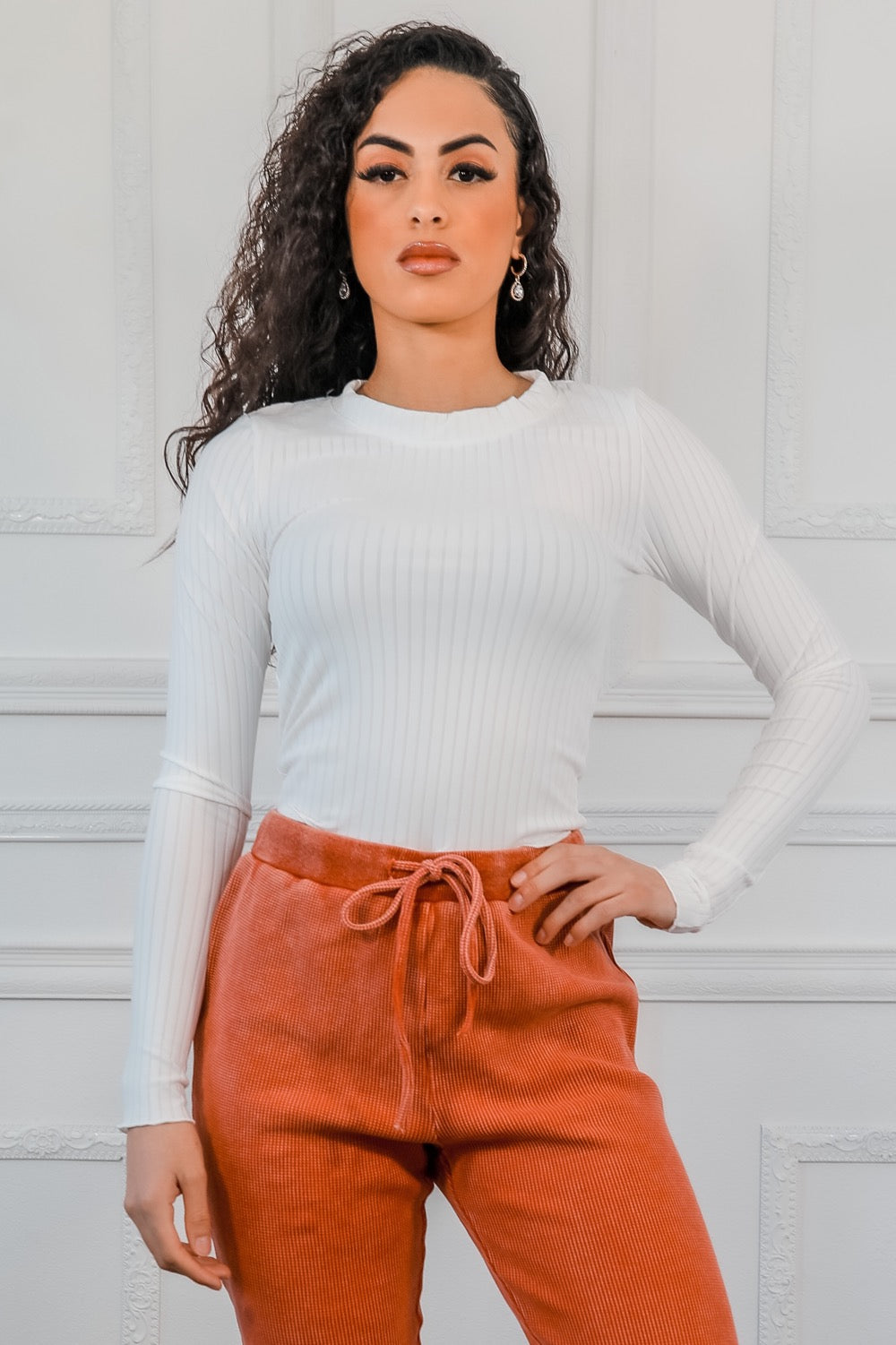 Long Sleeves Lettuce Edge Crop Top