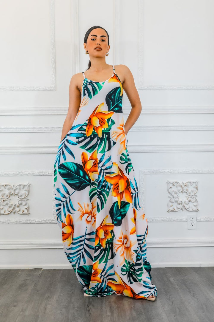 Paradise Island Flow Maxi Dress with Side Pockets