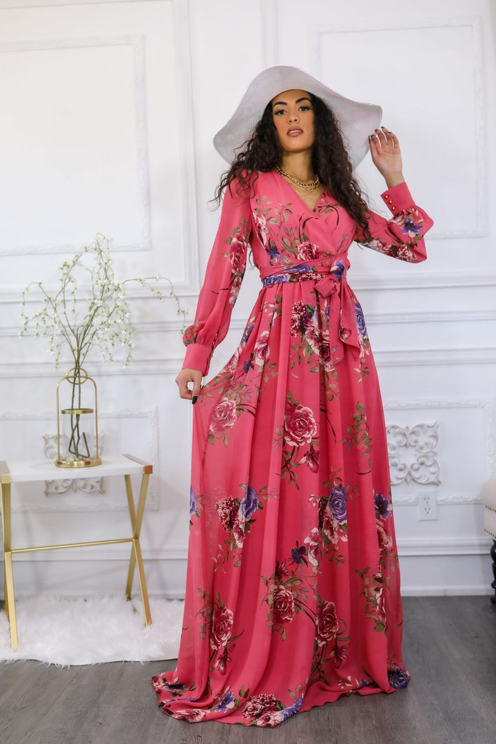 Malaysia Floral Maxi Dress Pink