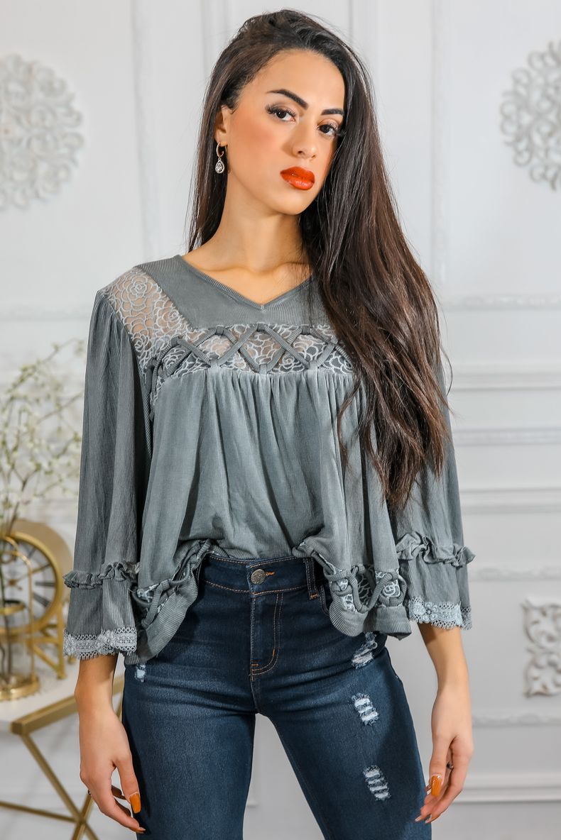 Bohemian Ribbed Flowers Top