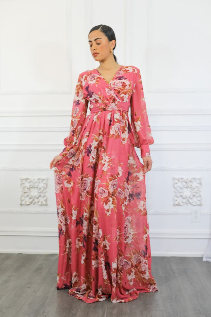 Malaysia Floral Maxi Dress Pink Mauve