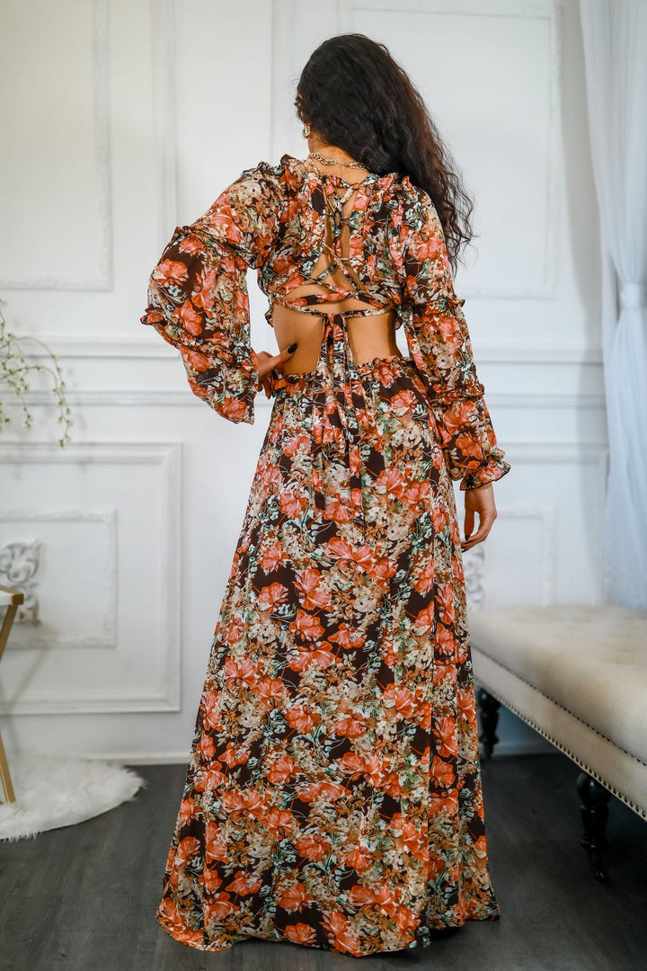 Floral Scent Cut Out Maxi Dress