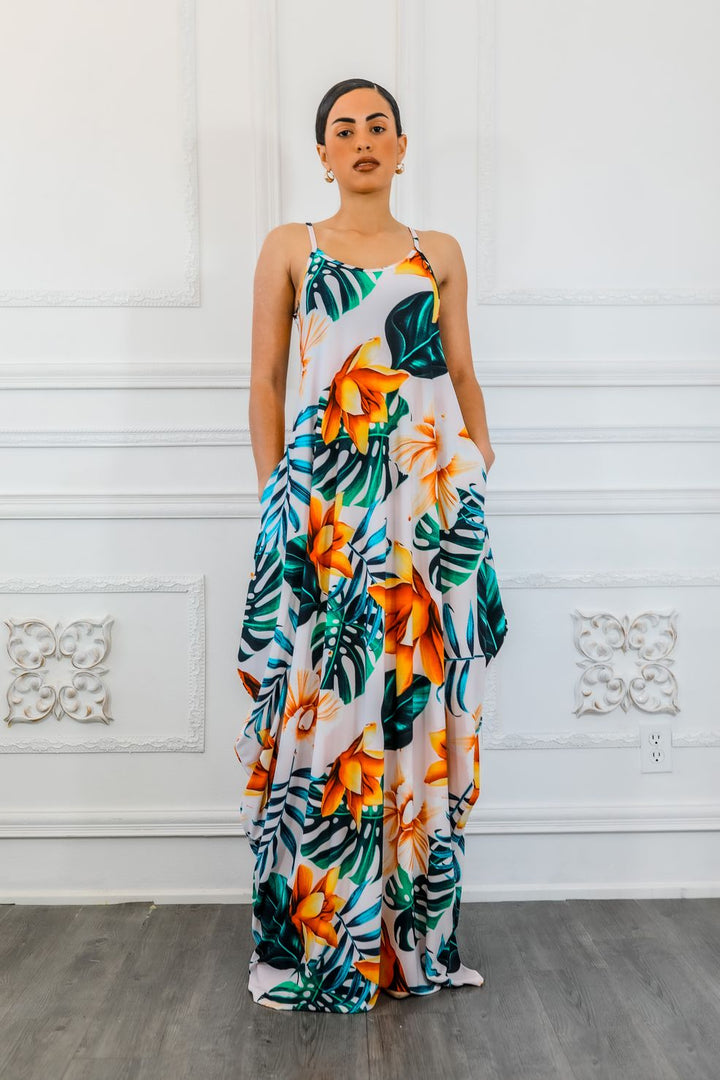 Paradise Island Flow Maxi Dress with Side Pockets